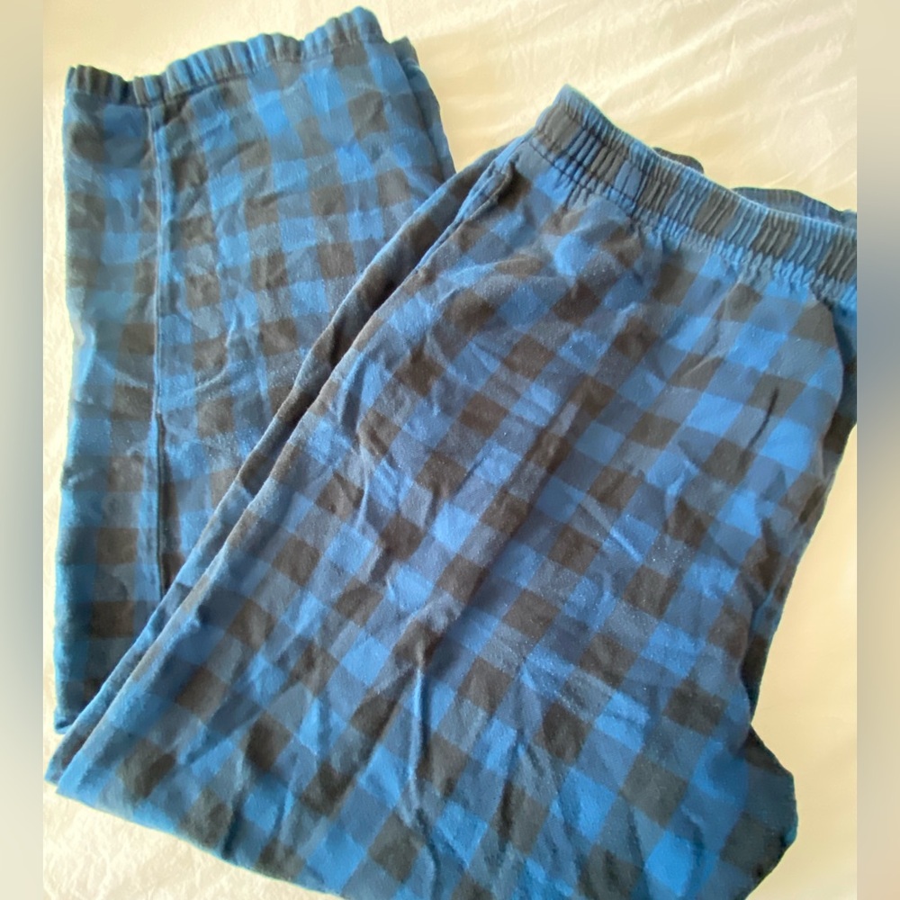 L.L Bean Pajamma Pants Mens XL Blue Plaid Flannel Casual Comfort PJ Drawstring